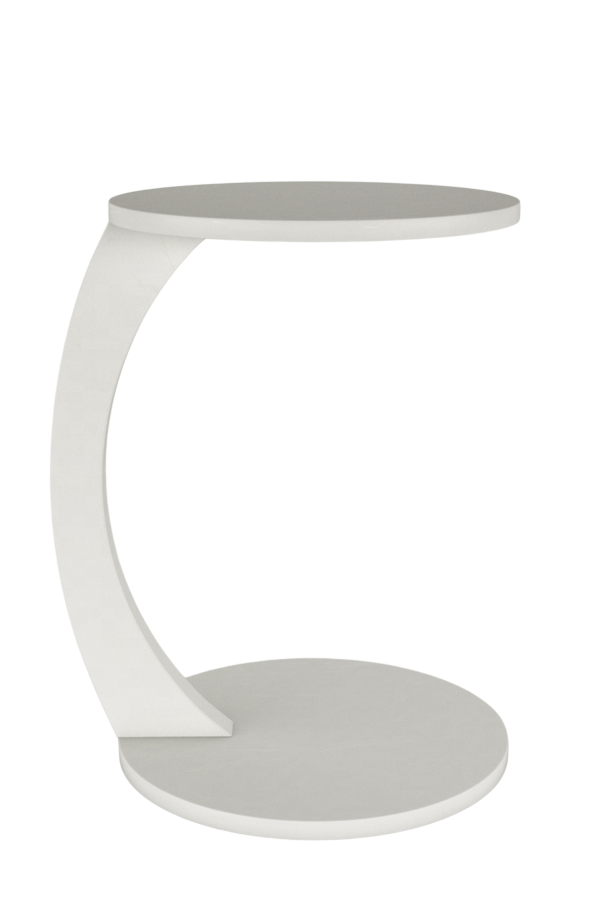 Table d’Appoint en Forme C avec Roulettes – Blanc