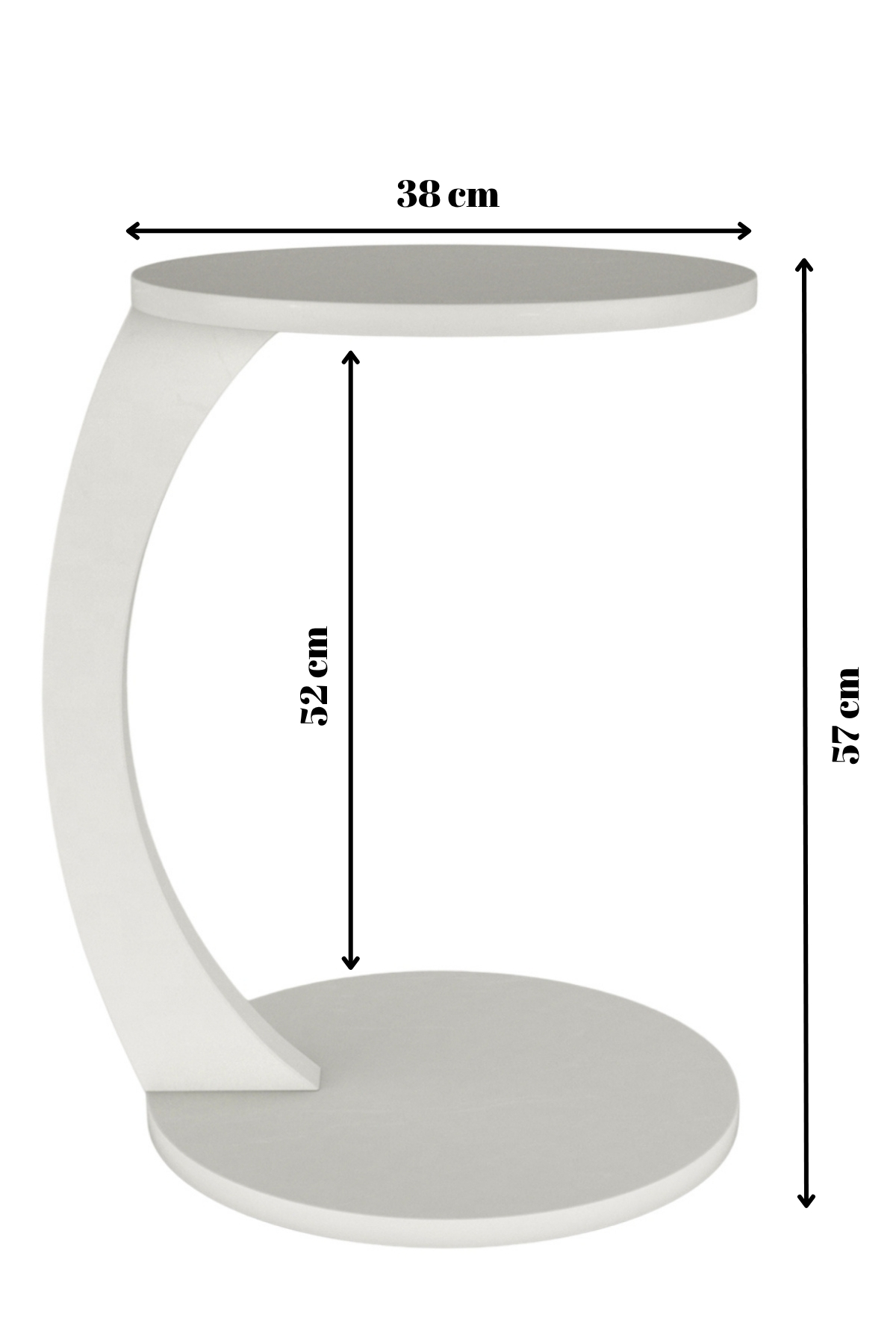 Table d’Appoint en Forme C avec Roulettes – Blanc