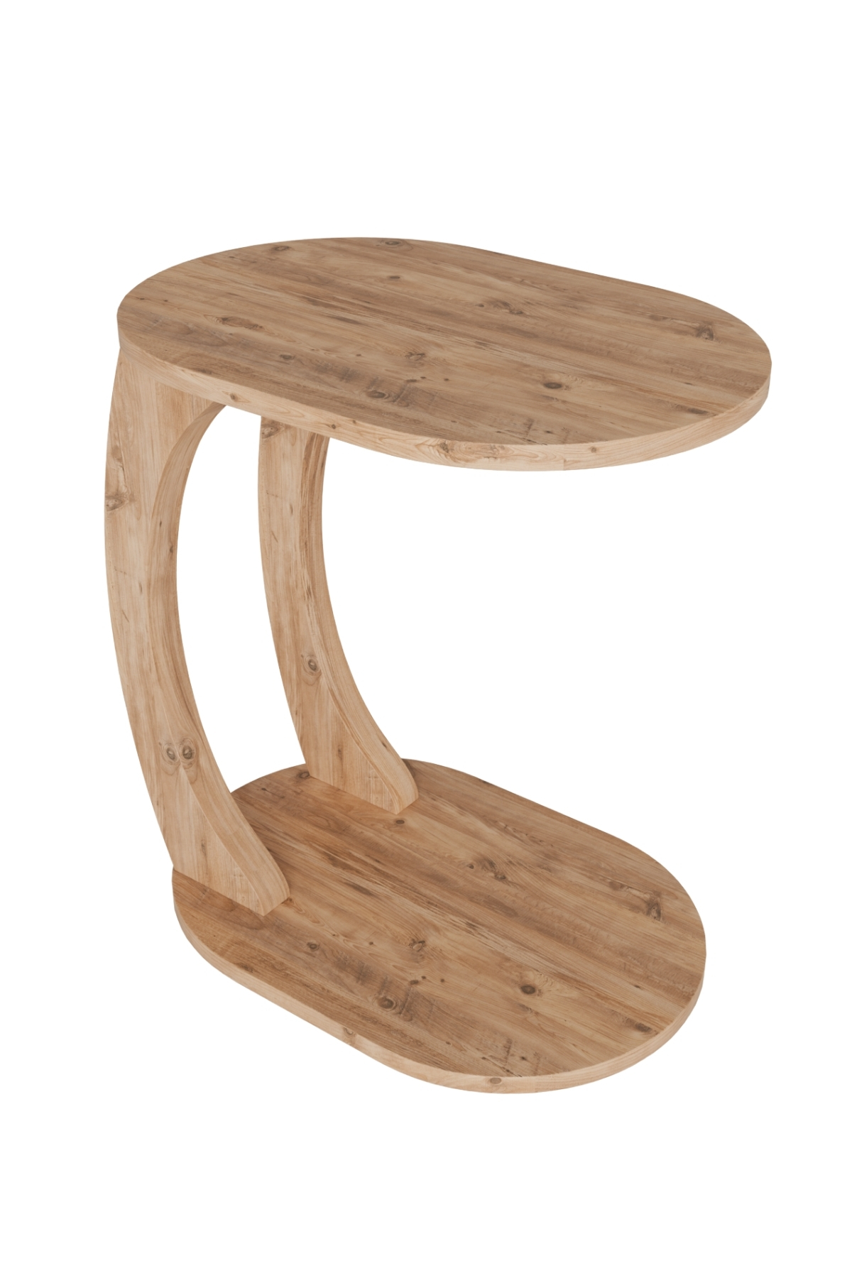 Table d’Appoint Ovale en Forme C avec Roulettes – Pin Atlantique