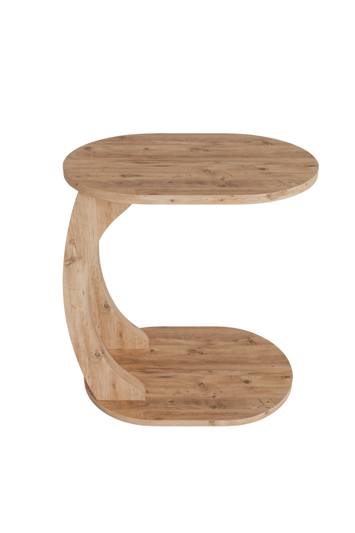 Table d’Appoint Ovale en Forme C avec Roulettes – Pin Atlantique