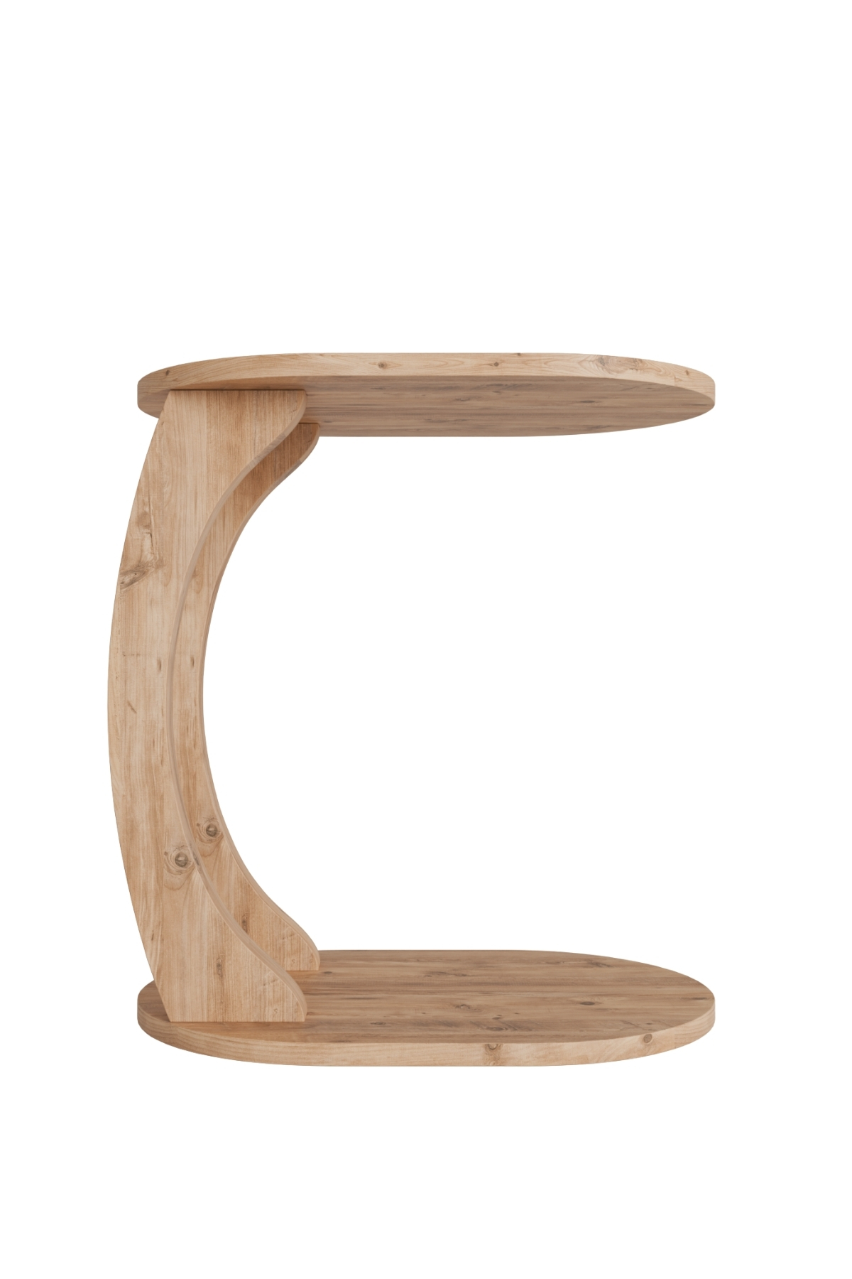Table d’Appoint Ovale en Forme C avec Roulettes – Pin Atlantique