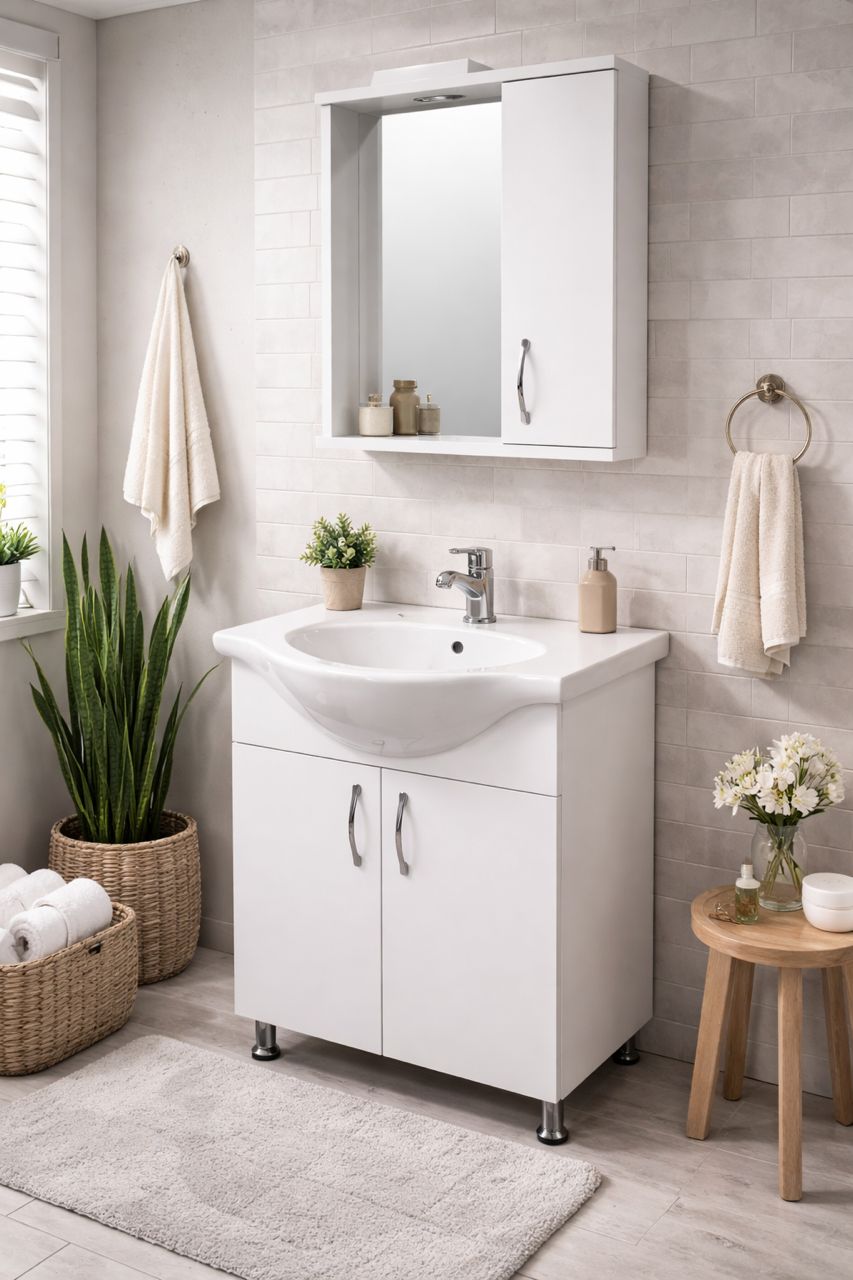 Meuble de Salle de Bain Blanc 65 cm