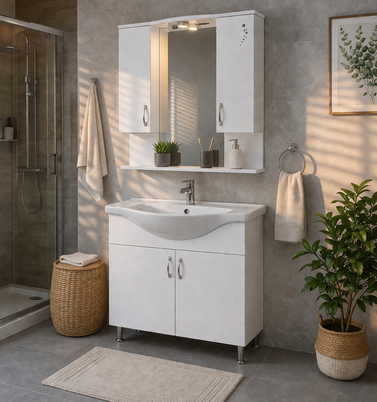 Meuble de Salle de Bain Blanc 80 cm