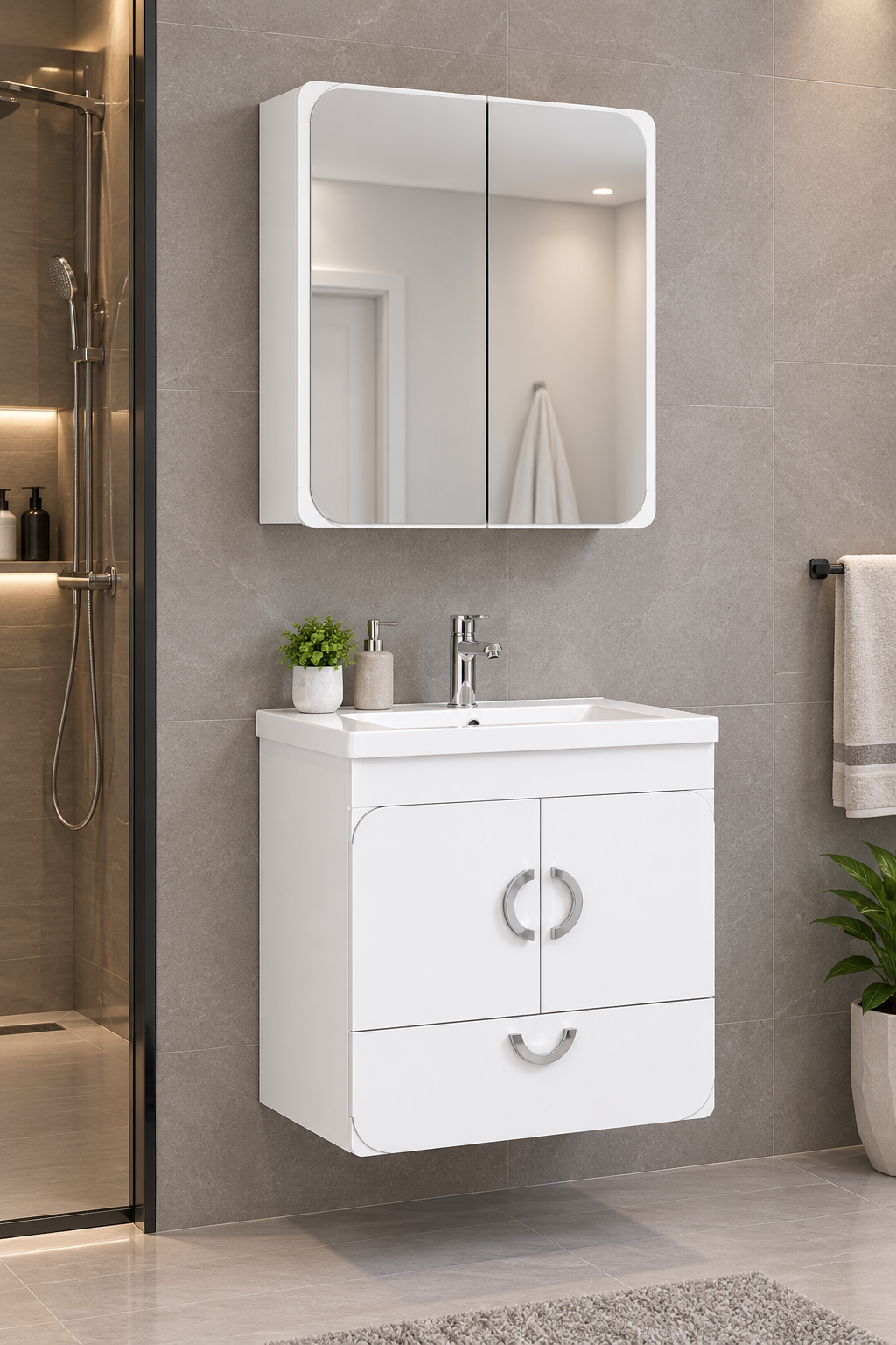 65 cm Alfa White Bathroom Vanity Cabinet
