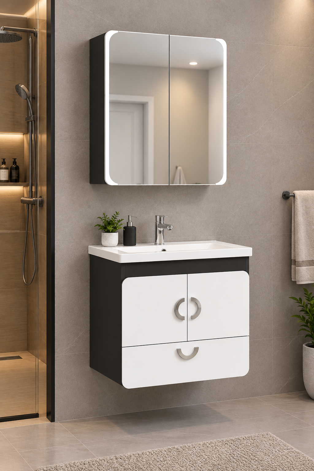 80 cm Alfa Black Bathroom Vanity Cabinet