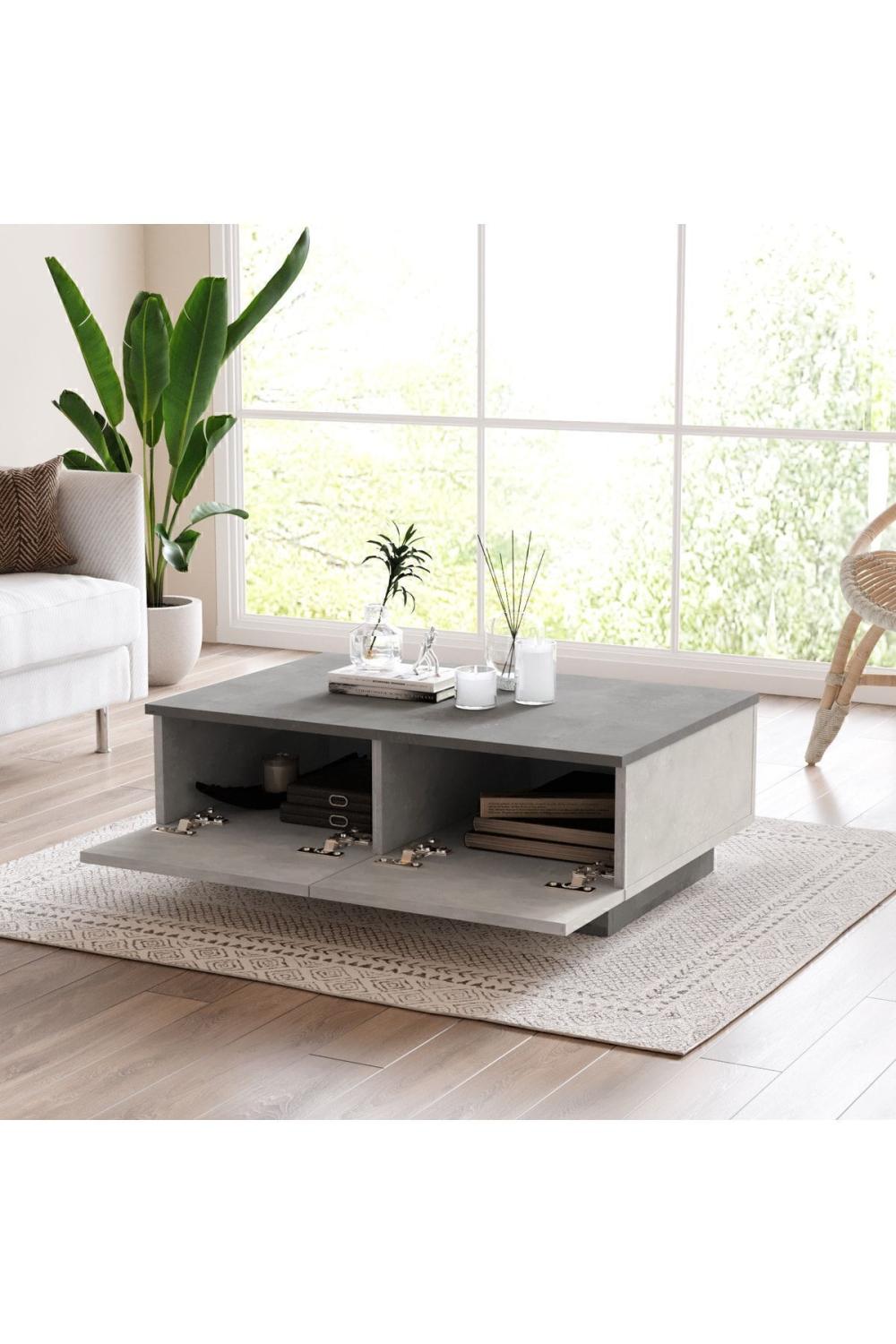 Arya Table basse 2 Avec portes Béton-taş ARY17-GT