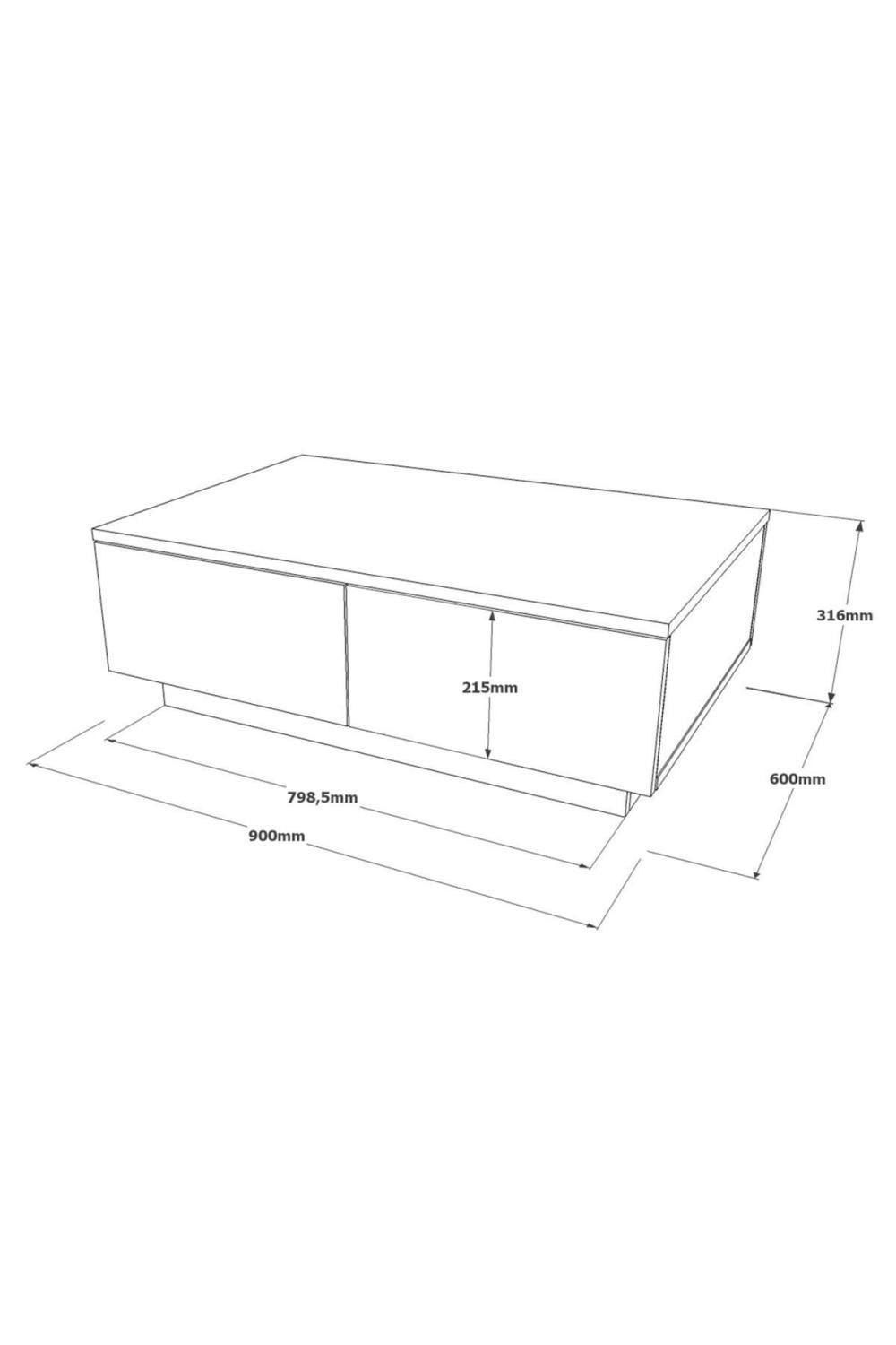 Arya Table basse 2 Avec portes Béton-taş ARY17-GT