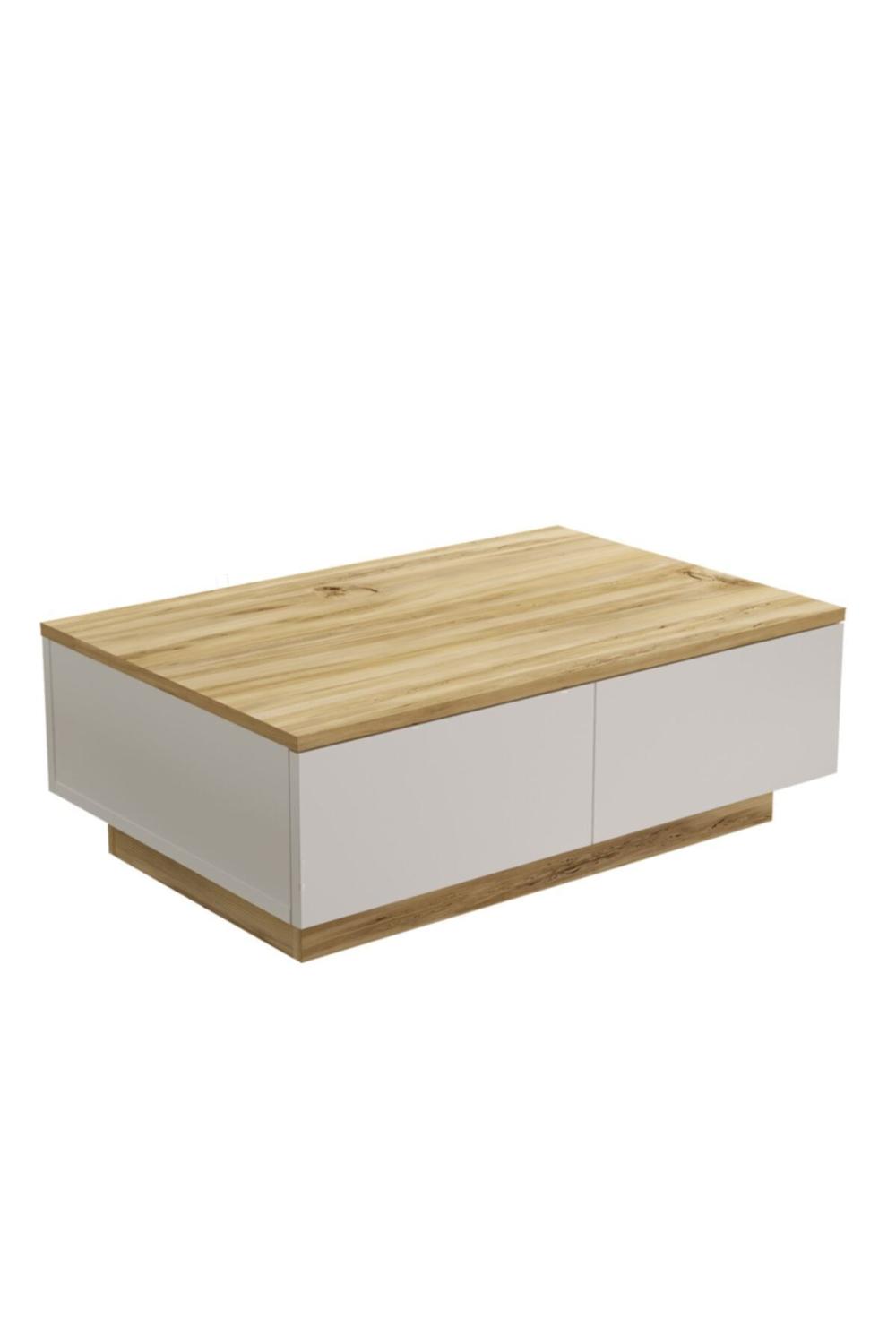 Arya Table basse 2 Avec portes Keçe-Blanc ARY17-WK