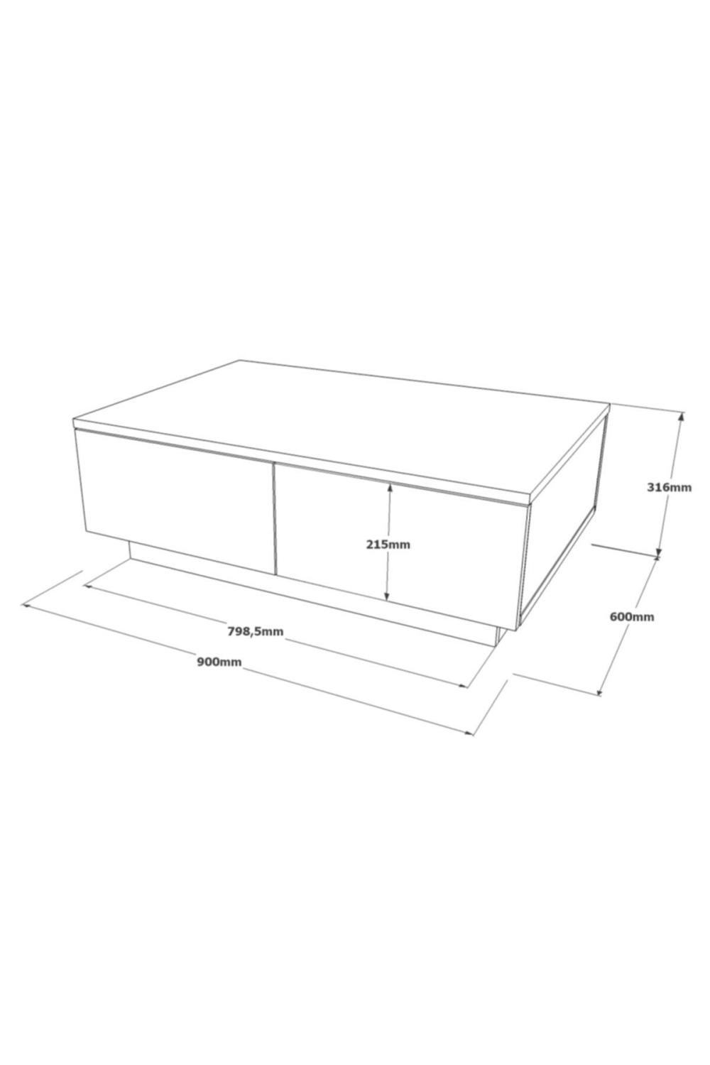 Arya Table basse 2 Avec portes Keçe-Blanc ARY17-WK