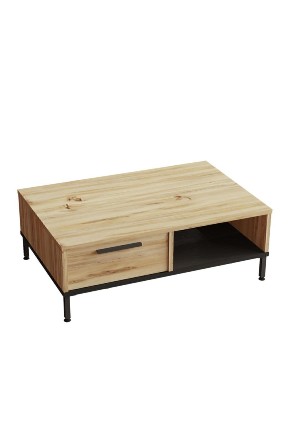Arya Table basse Métal Sur pieds Avec tiroirs Keçe-Noir ARY18-KL