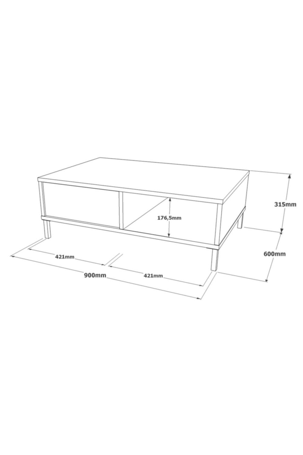 Arya Table basse Métal Sur pieds Avec tiroirs Béton-Noir ARY18-RL