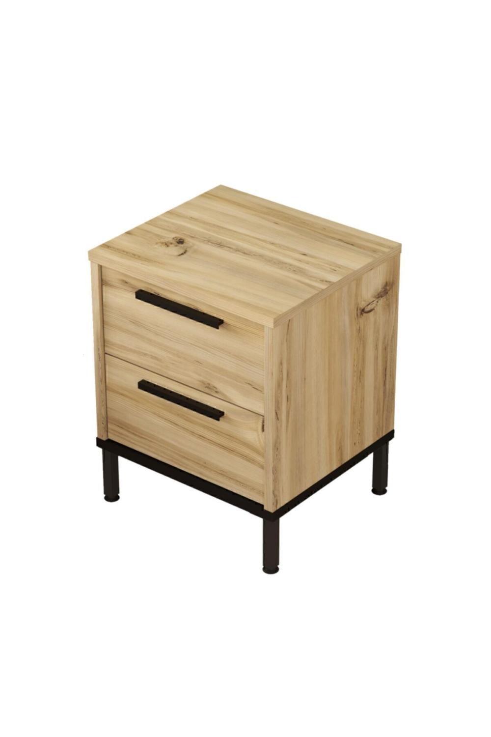 Arya Komodin 2 Çekmece Métal Sur pieds Keçe-Noir ARY24-KL
