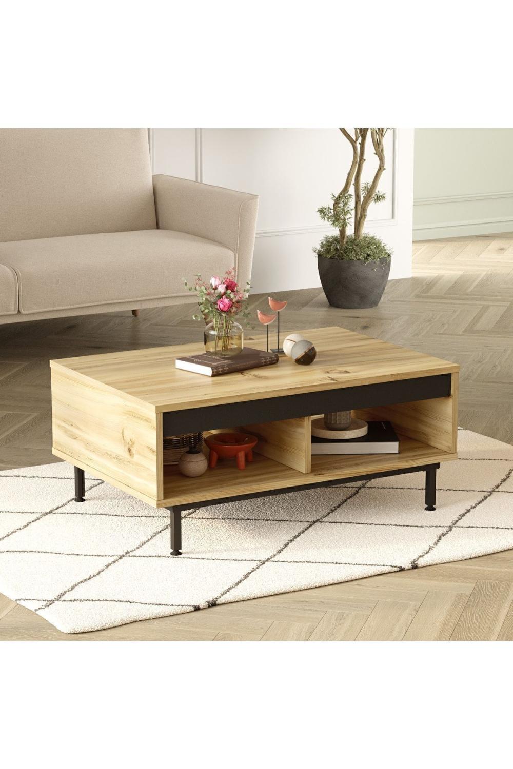 Arya Table basse Métal Sur pieds Keçe-Noir ARY29-KL