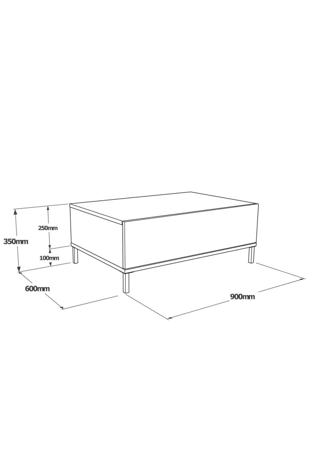 Arya Table basse Métal Sur pieds Avec portes Béton-Noir ARY31-RL