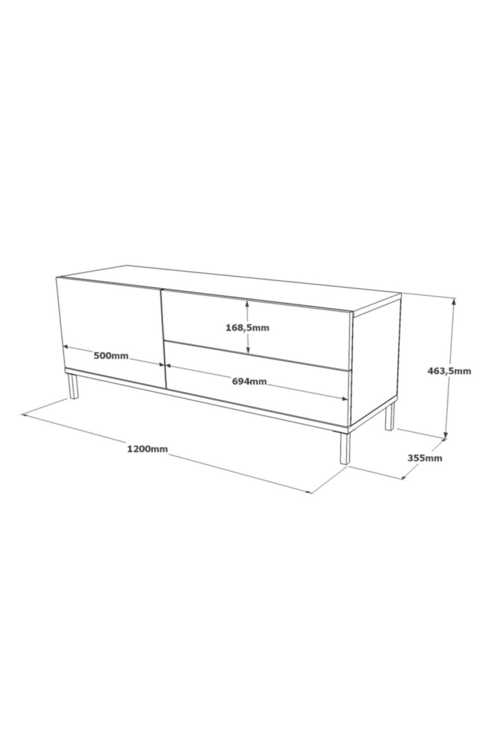 Arya 120cm Meuble TV Table basse Métal Sur pieds Béton-Noir ARY5-RL