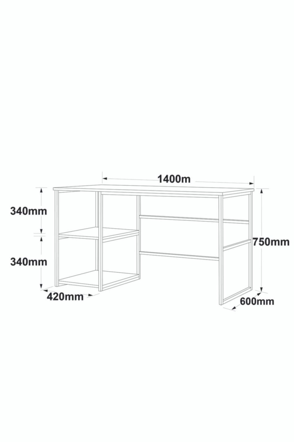 Atlantis 140cm Métal Bureau À étagères ATL26-A Pin