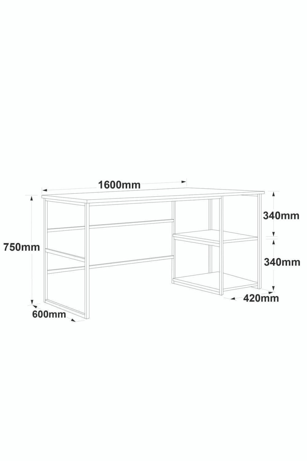Atlantis 160cm Métal Bureau À étagères ATL28-A Pin