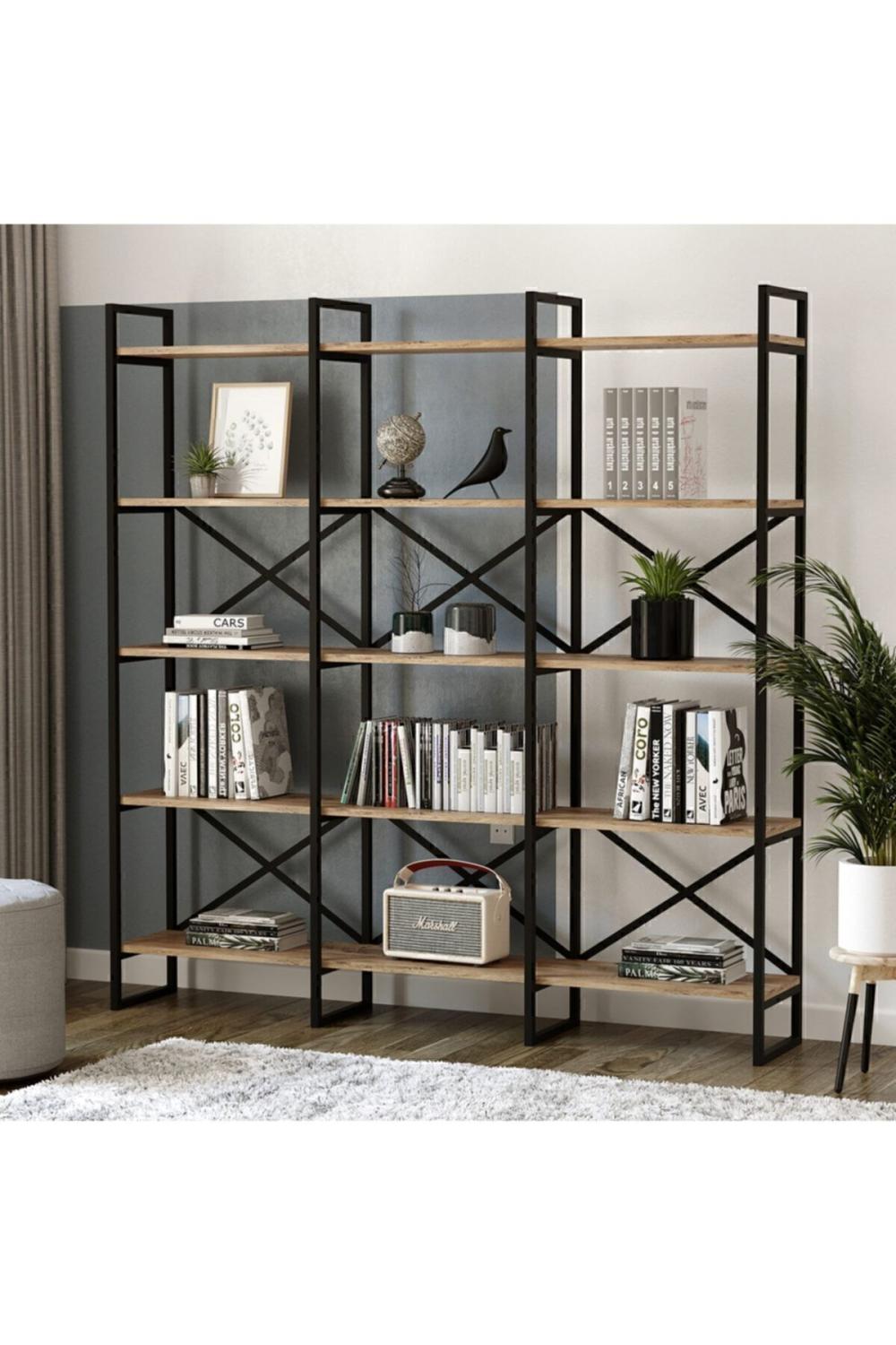 Atlantis 175cm Métal Bibliothèque 5 À étagères Geniş 3 Bölme ATL6-A