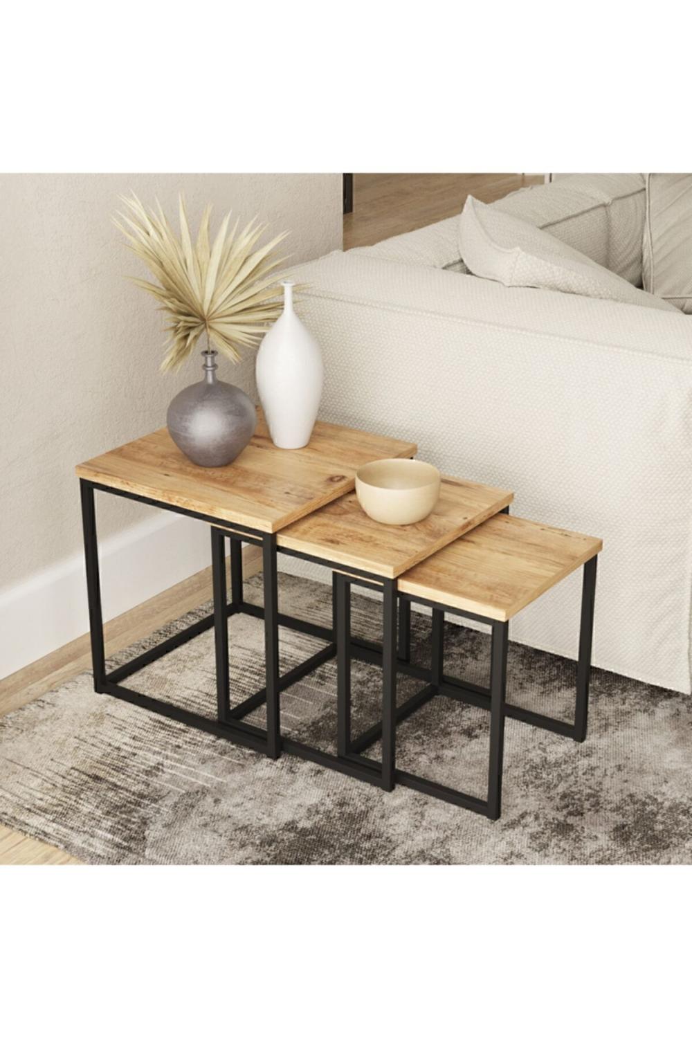 Atlantis 3'Lü Métal Zigon Table basse ATL7-A