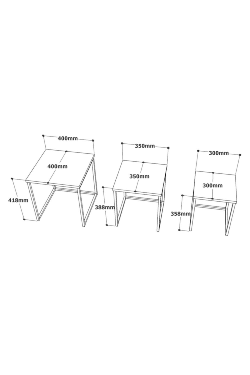 Atlantis 3'Lü Métal Zigon Table basse ATL7-A