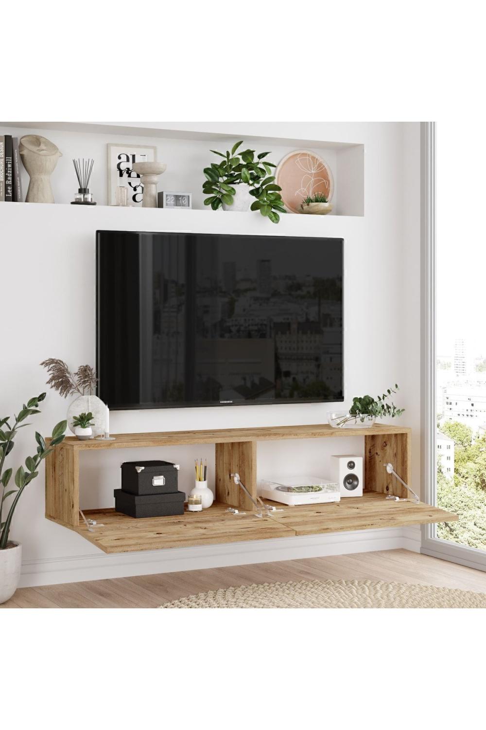 Aven Meuble TV Tv Table basse Avec portes 140cm Pin AVE10-A