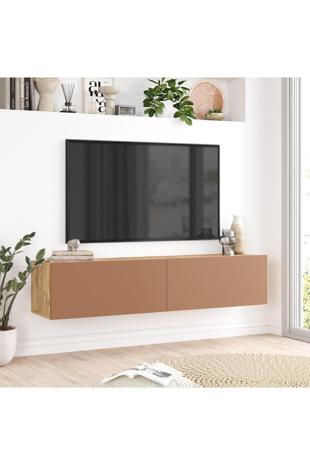 Aven Meuble TV Tv Table basse Avec portes 140cm Pin-Kiremit AVE10-AK