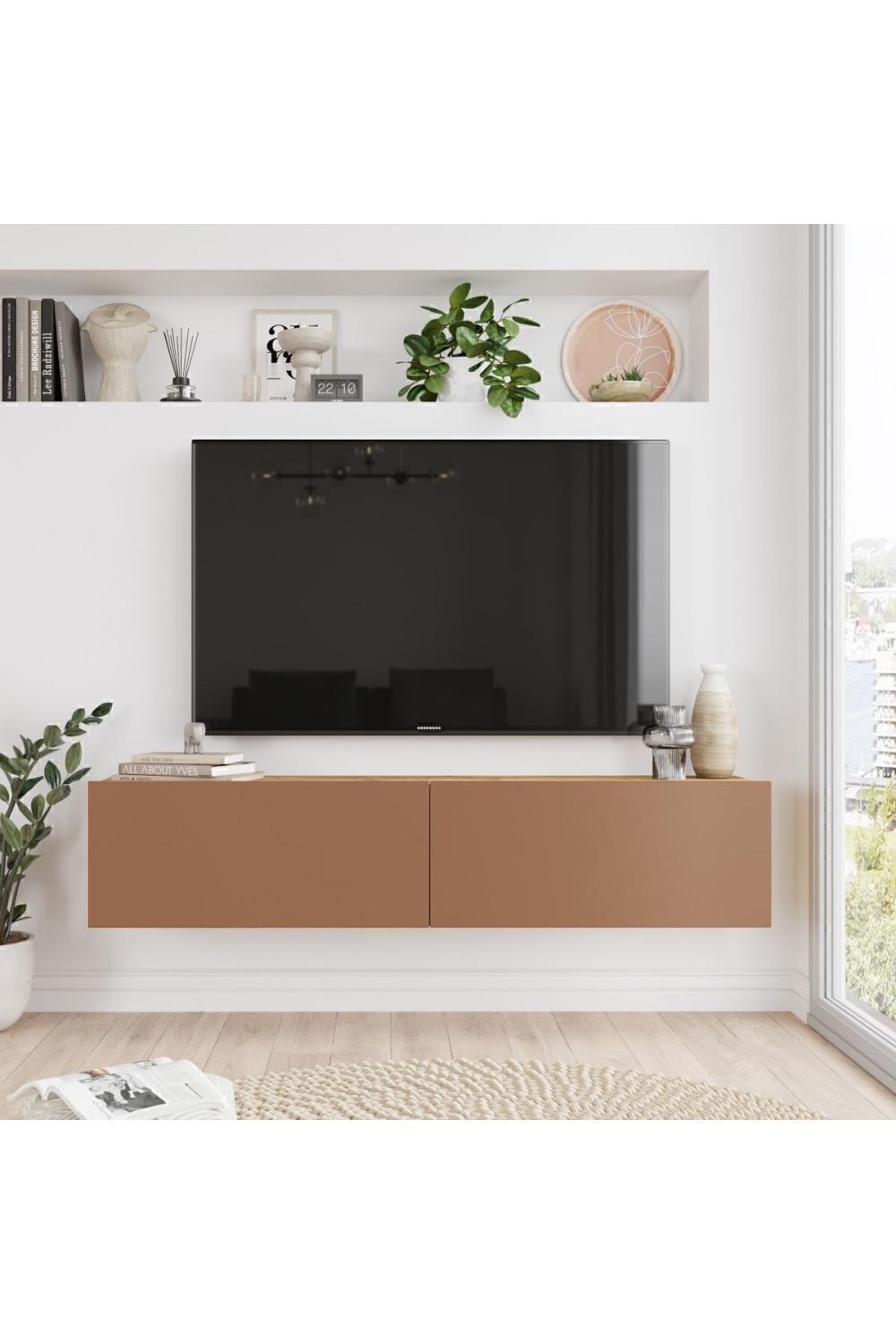 Aven Meuble TV Tv Table basse Avec portes 140cm Pin-Kiremit AVE10-AK
