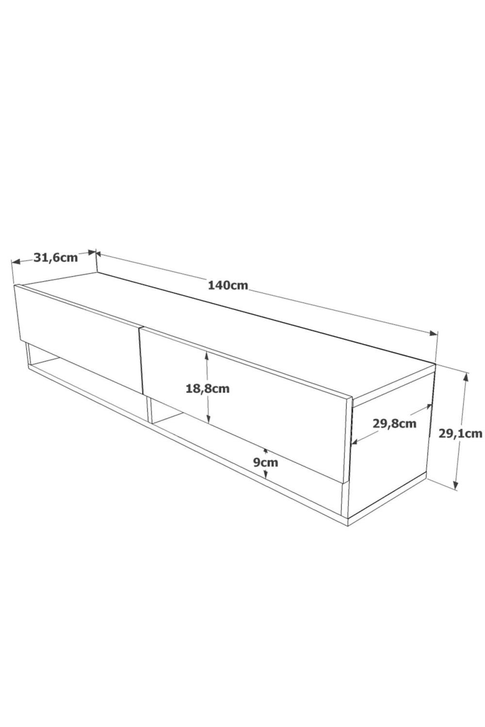 Meuble TV Aven 140 cm avec Étagères et Portes – Pin & Blanc AVE11-AW