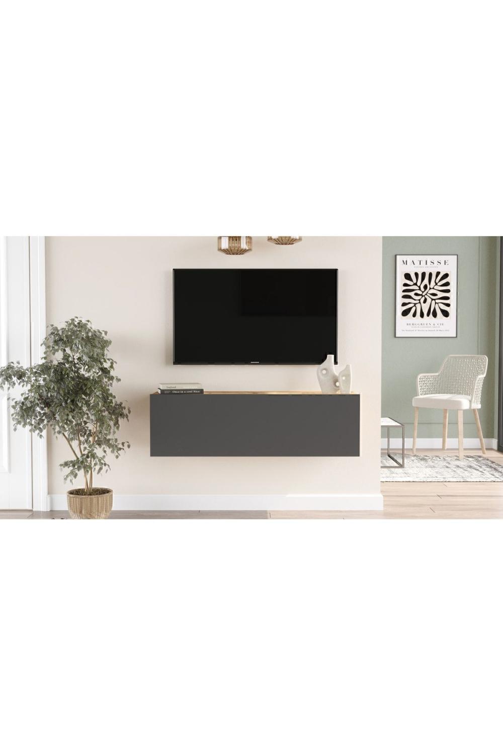 Aven Meuble TV Tv Table basse Avec portes 100cm Pin-Anthracite AVE12-AA
