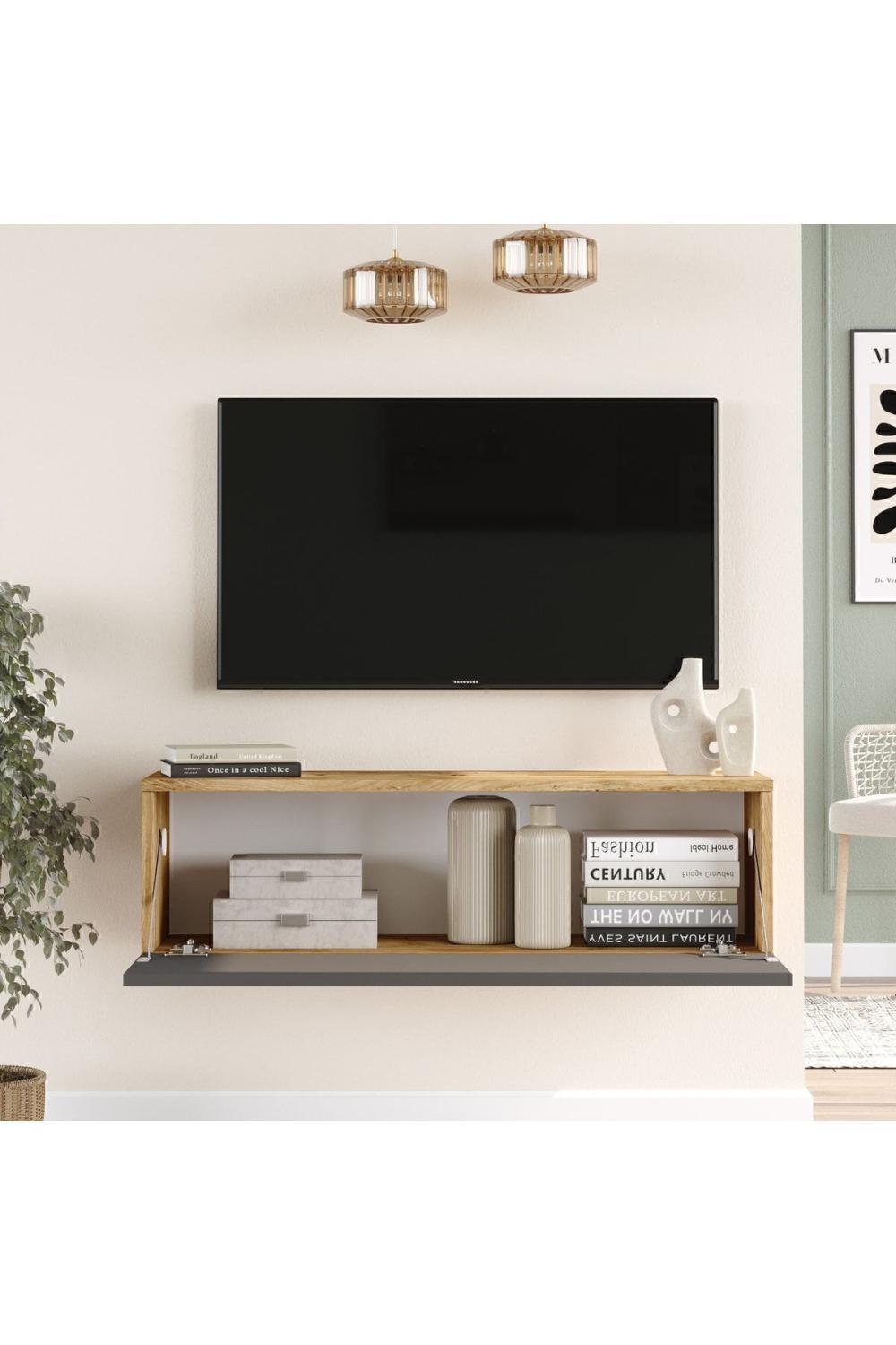 Aven Meuble TV Tv Table basse Avec portes 100cm Pin-Anthracite AVE12-AA