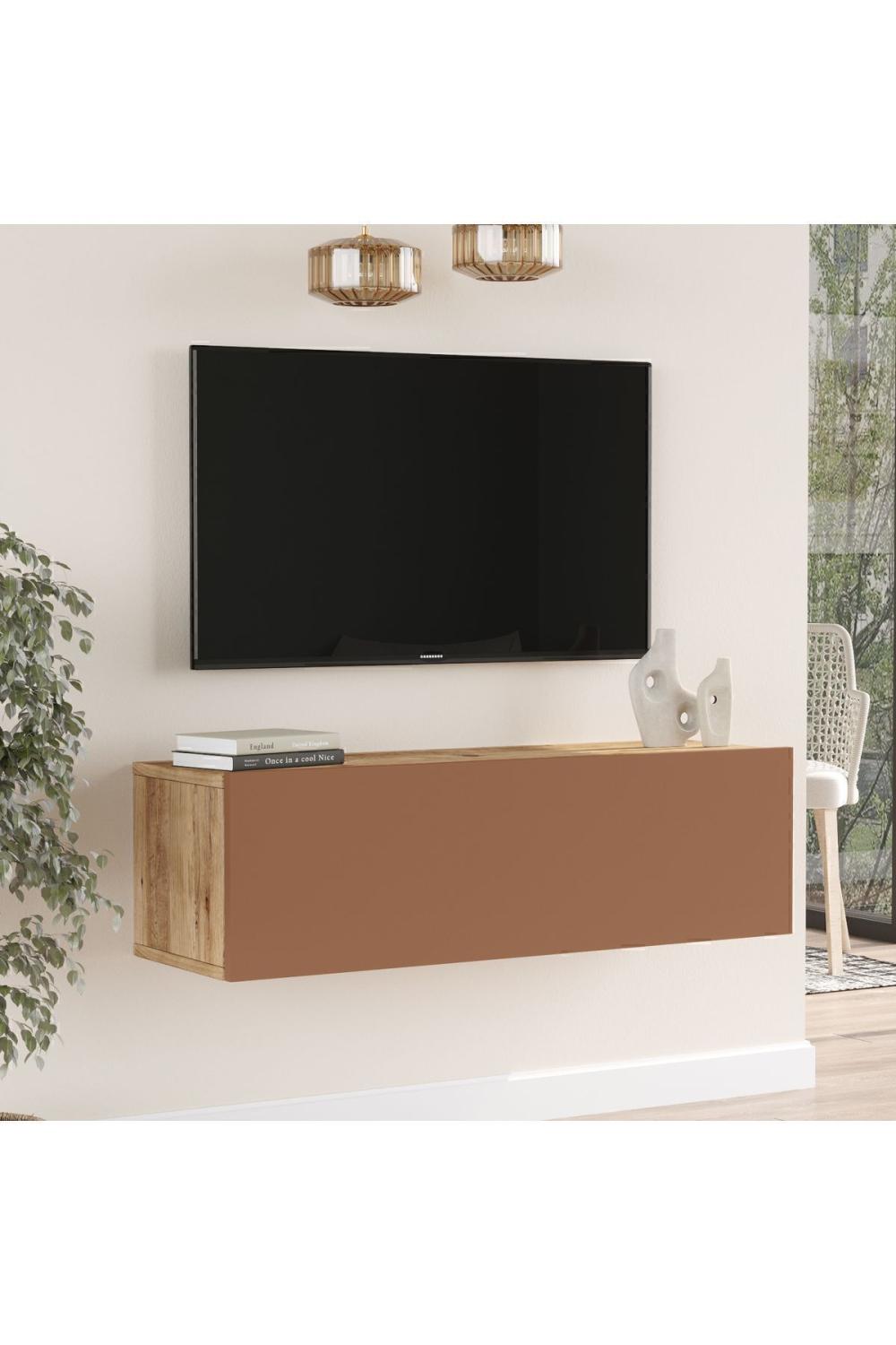 Aven Meuble TV Tv Table basse Avec portes 100cm Pin-Kiremit AVE12-AK