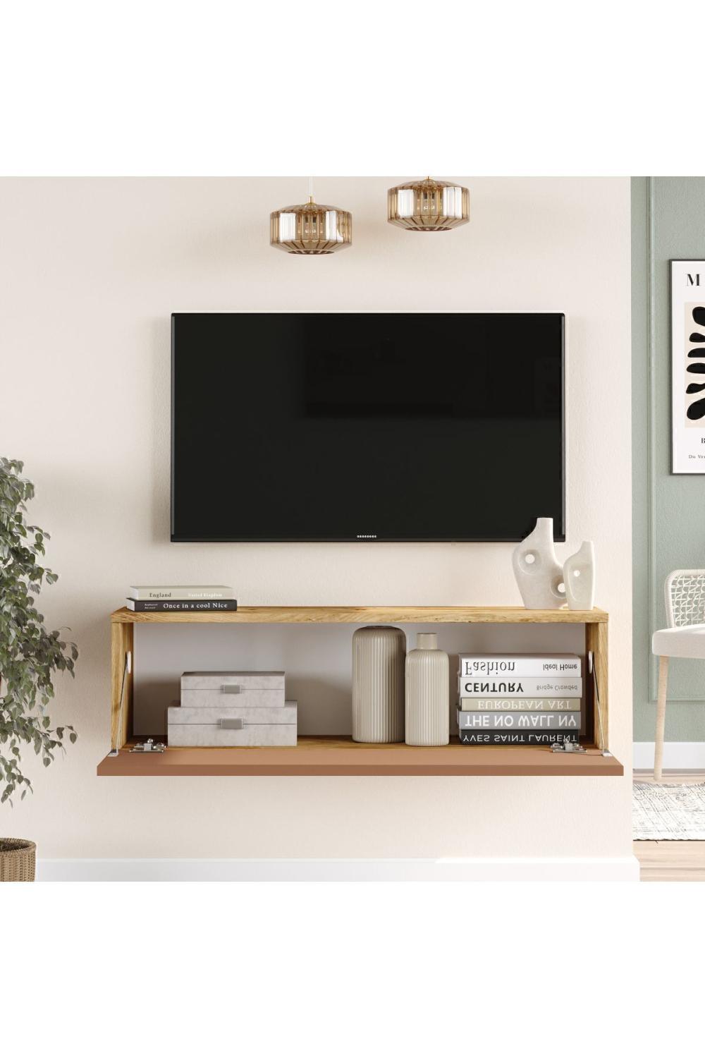 Aven Meuble TV Tv Table basse Avec portes 100cm Pin-Kiremit AVE12-AK