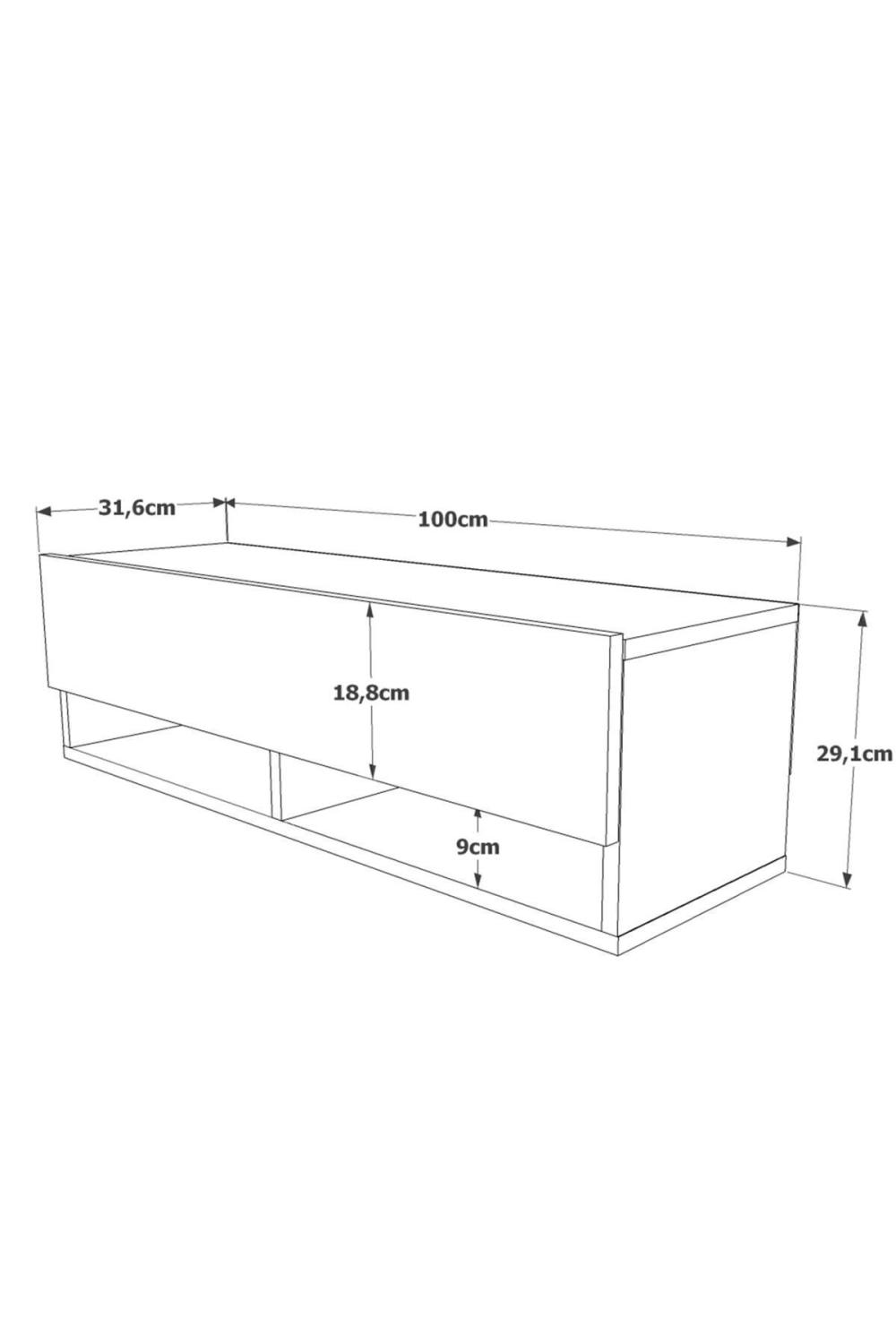 Meuble TV Aven 100 cm avec Étagères et Portes – Pin & Anthracite AVE13-AA