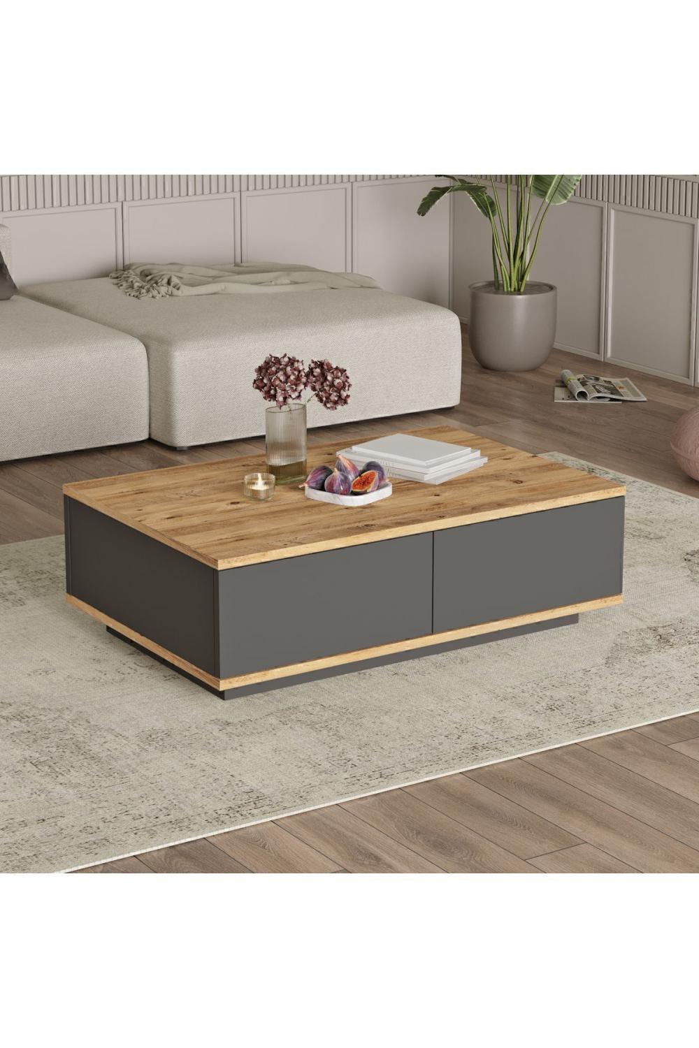 Aven Table basse 60x90cm 2 Avec portes Pin-Anthracite AVE14-AA