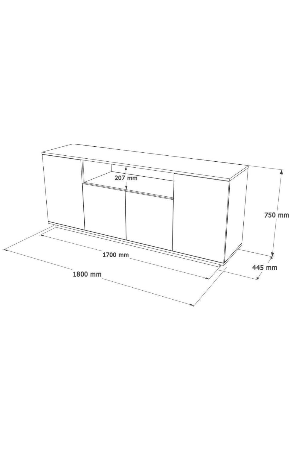 Aven Konsol 180cm 4 Avec portes À étagères Pin-Anthracite AVE15-AA