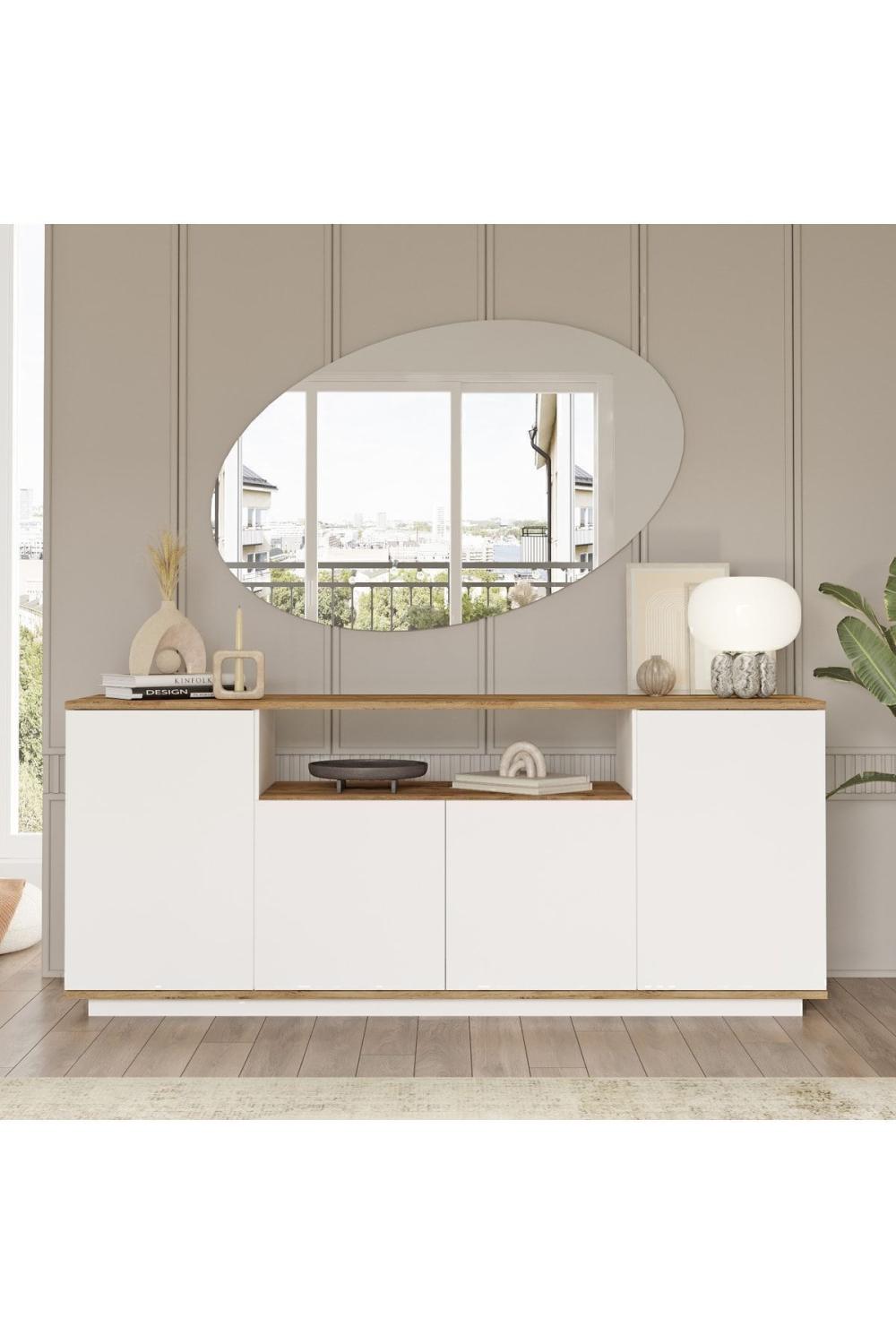 Aven Konsol 4 Avec portes À étagères 180cm Pin-Blanc AVE15-AW