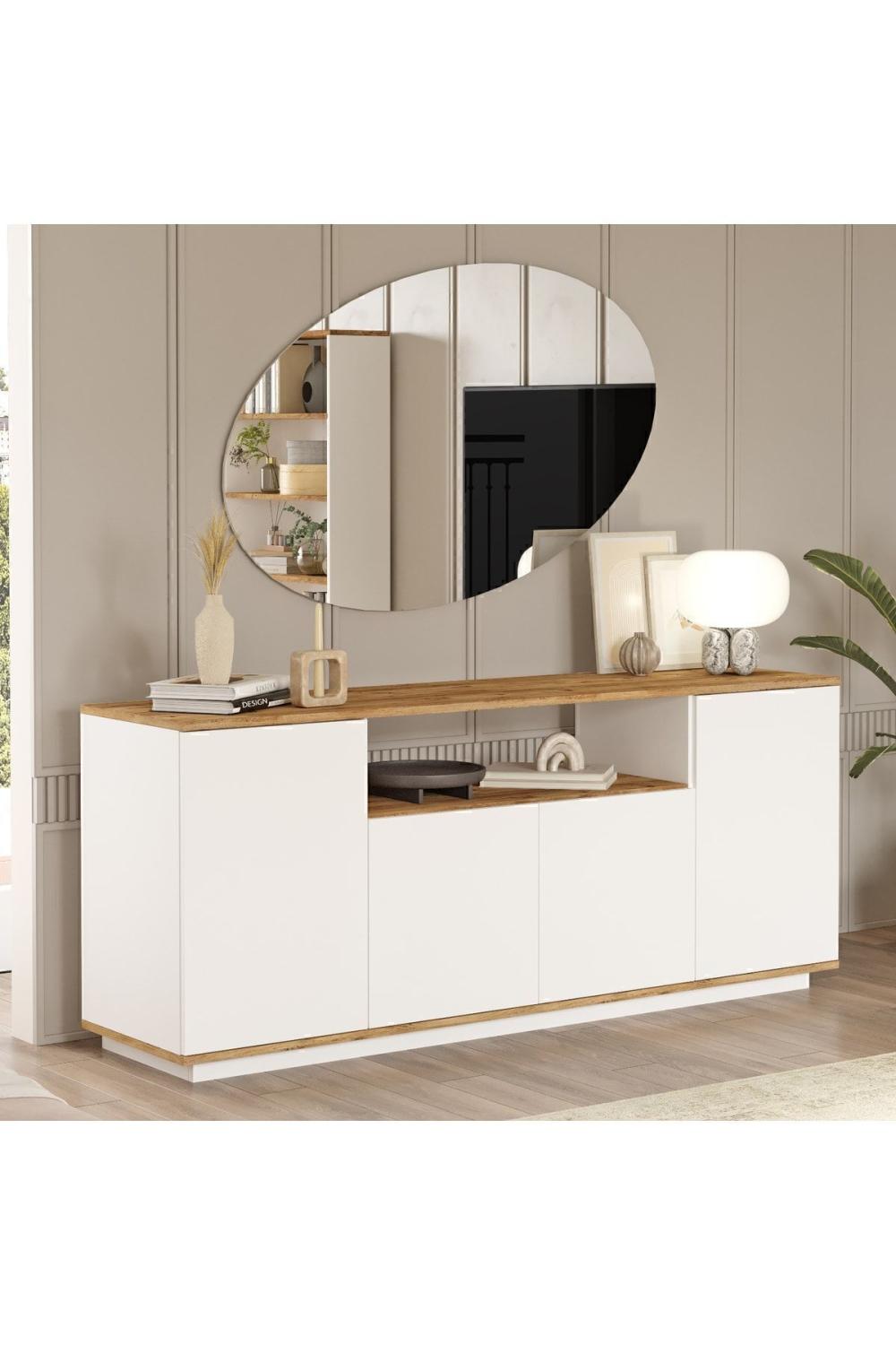 Aven Konsol 4 Avec portes À étagères 180cm Pin-Blanc AVE15-AW