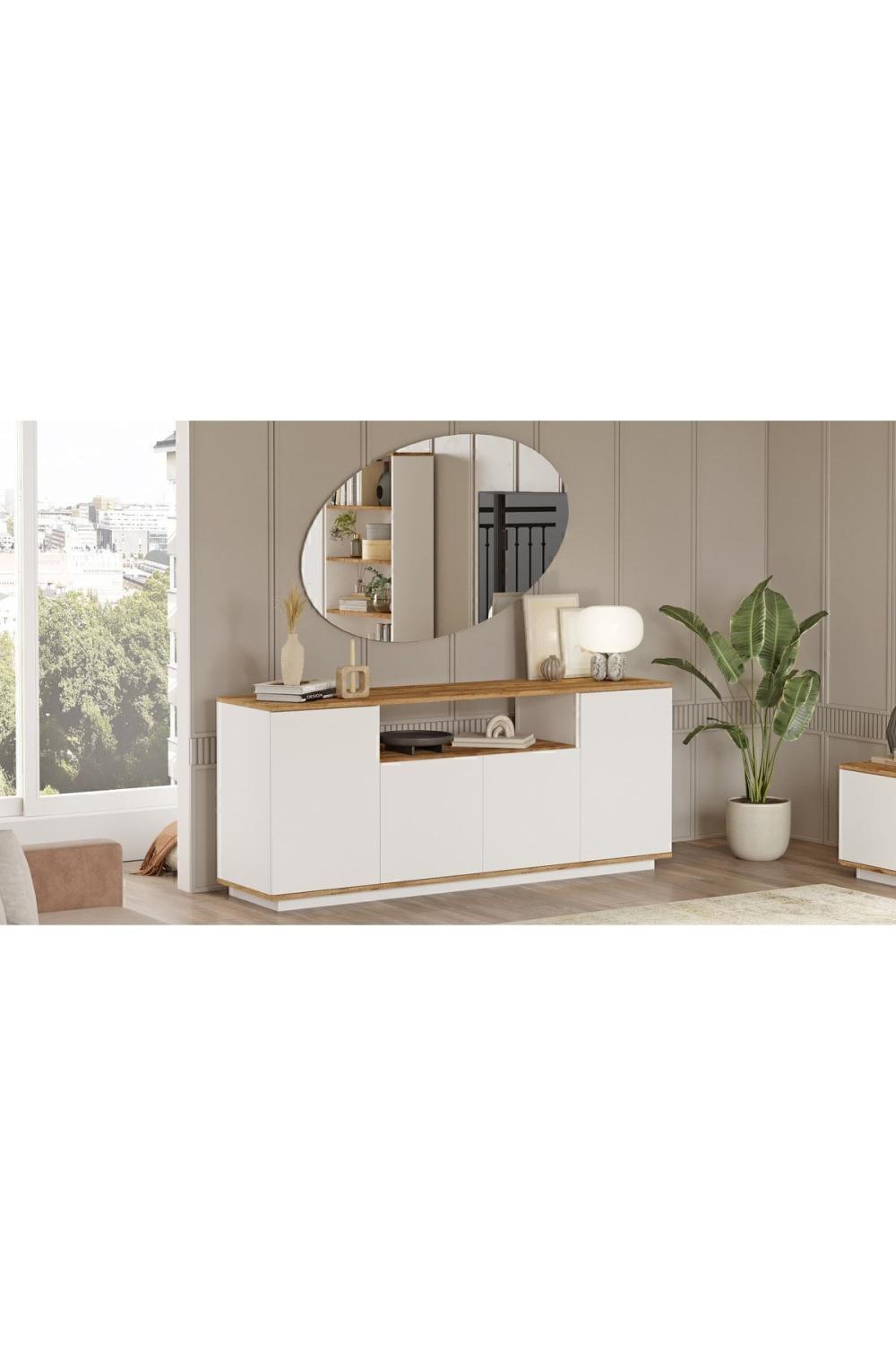 Aven Konsol 4 Avec portes À étagères 180cm Pin-Blanc AVE15-AW
