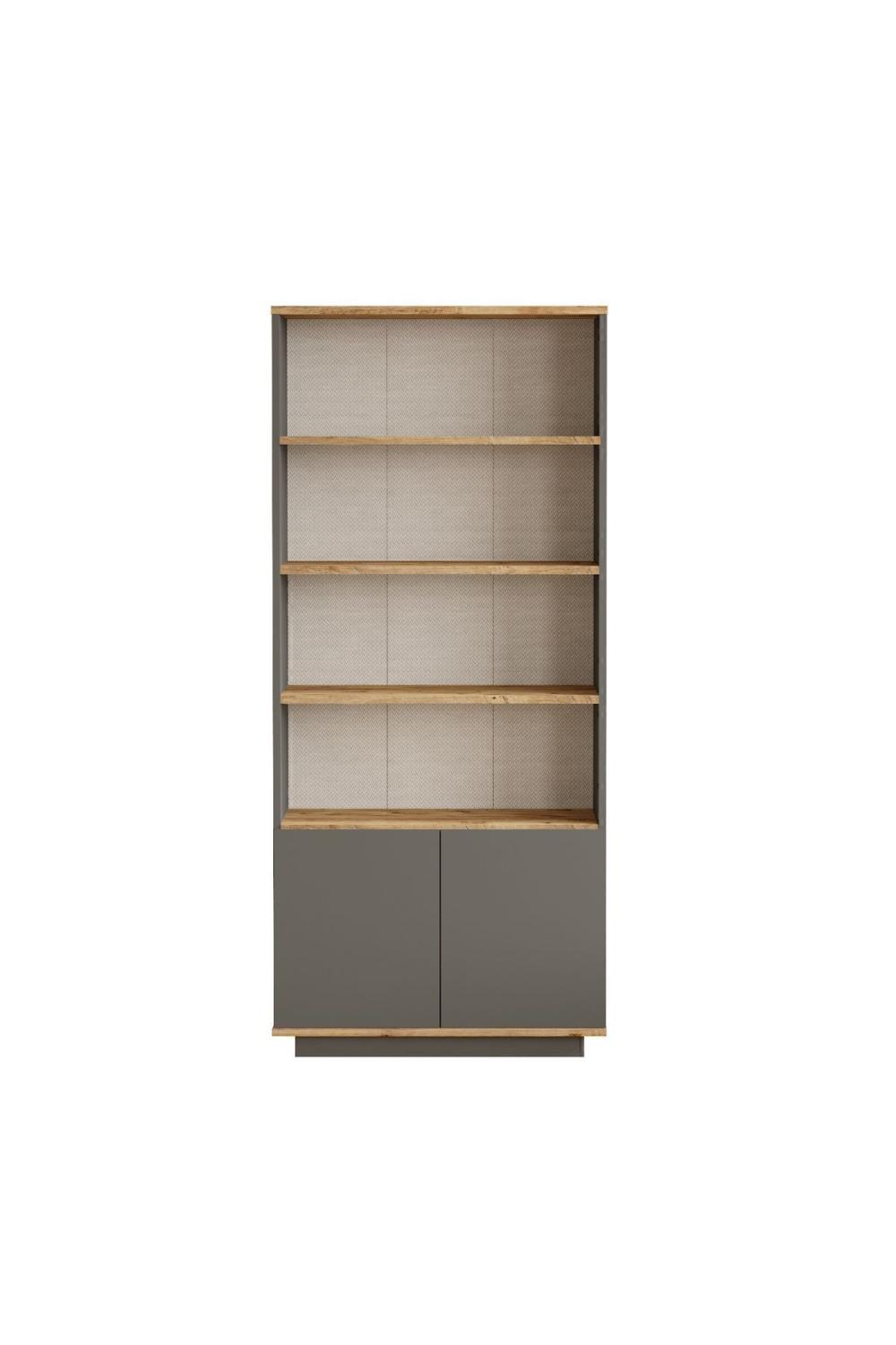 Aven Bibliothèque 168cm Étagère 2 Avec portes À étagères Pin-Anthracite AVE16-AA