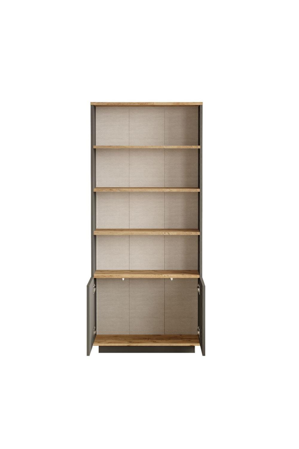 Aven Bibliothèque 168cm Étagère 2 Avec portes À étagères Pin-Anthracite AVE16-AA