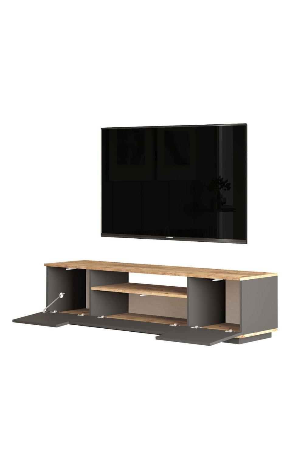 Aven Meuble TV Table basse 2'li Ensemble Pin-Anthracite AVE17-AA