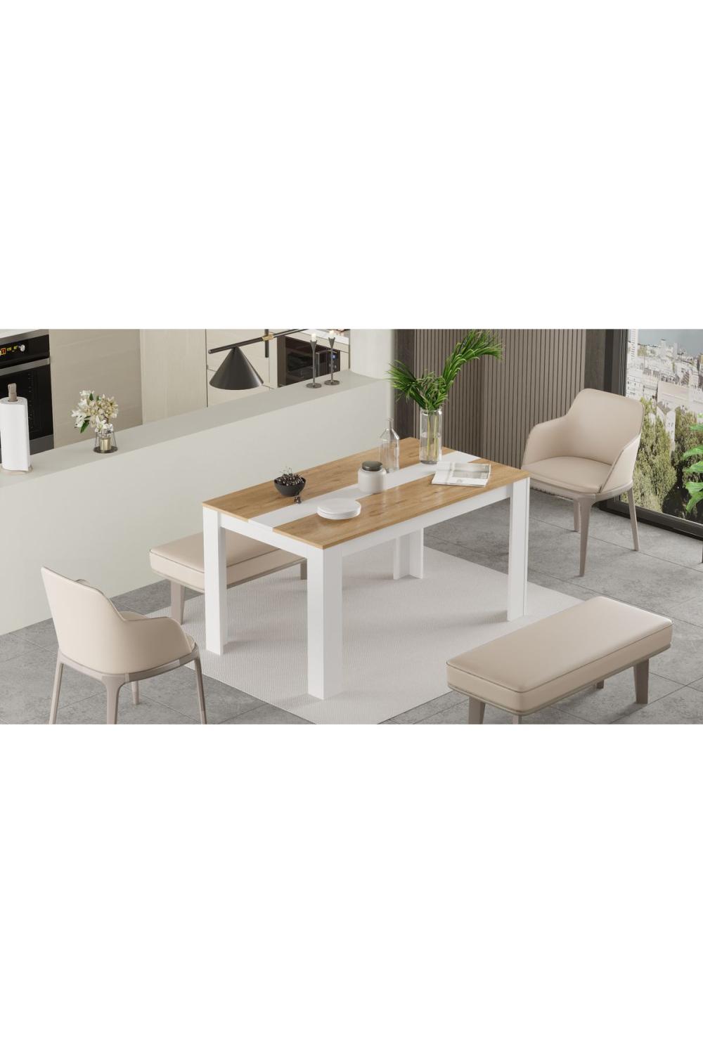 Table à Manger Aven 140×80 cm – Panier & Blanc AVE22-SW