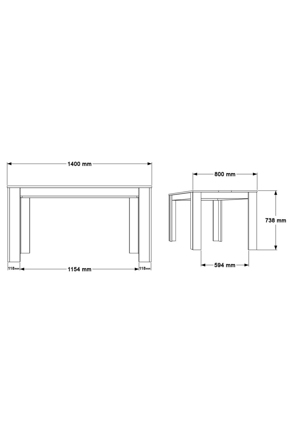 Table à Manger Aven 140×80 cm – Panier & Blanc AVE22-SW