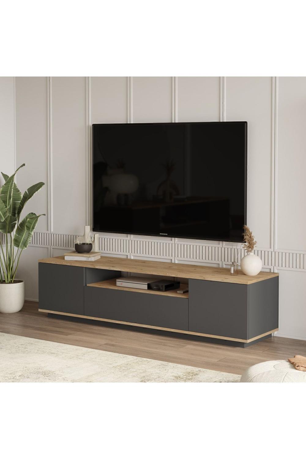 Meuble TV Aven 180 cm avec Portes – Pin & Anthracite AVE7-AA