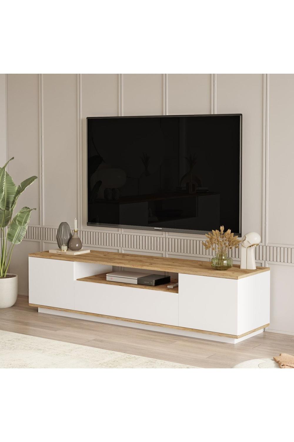 Meuble TV Aven 180 cm avec Portes – Pin & Blanc AVE7-AW