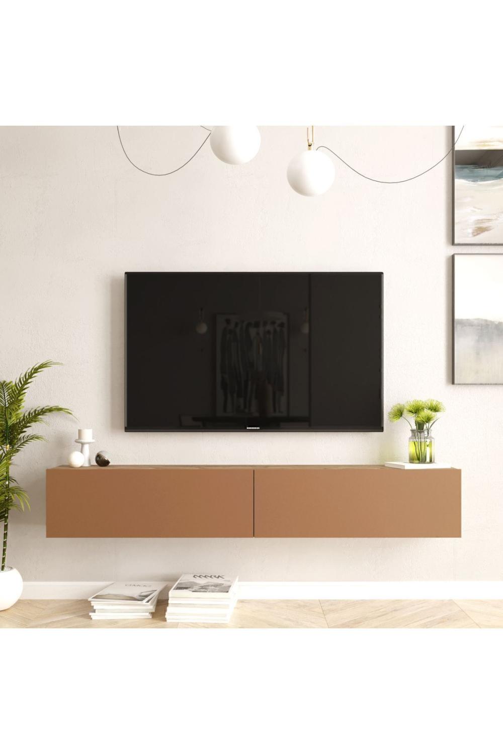 Aven Meuble TV Tv Table basse Avec portes 180cm Pin-Kiremit AVE8-AK