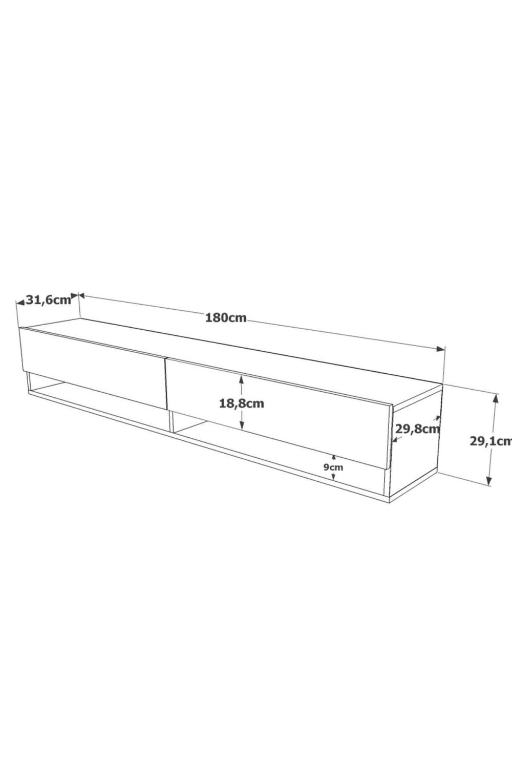 Aven Meuble TV Tv Table basse Avec portes À étagères 180cm Pin-Anthracite AVE9-AA