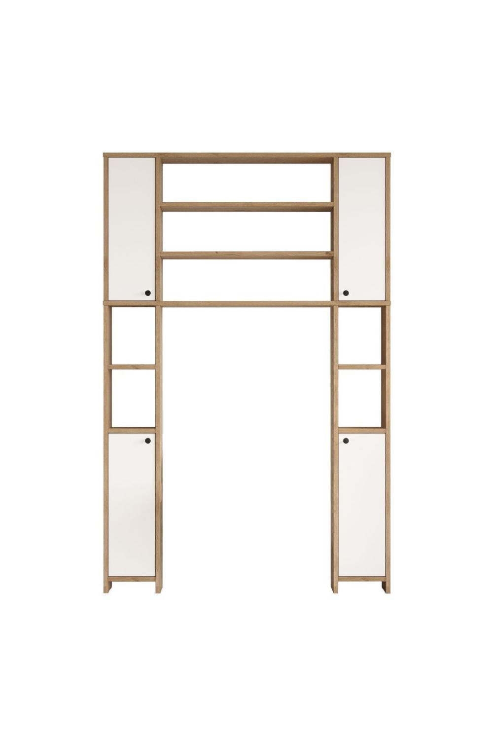 Bahez Multifonction Tuvalet Salle de bain Armoire Avec portes À étagères Panier-Blanc BAH1-SW