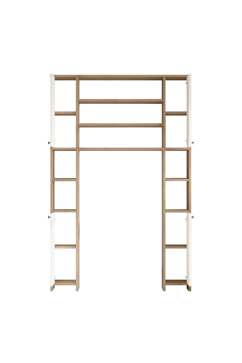 Bahez Multifonction Tuvalet Salle de bain Armoire Avec portes À étagères Panier-Blanc BAH1-SW