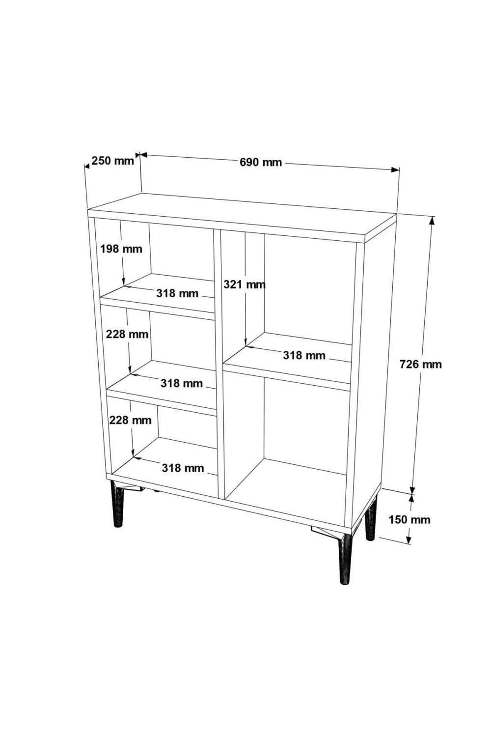 Baily Bibliothèque Étagère Sur pieds 88cm Atlantik Pin BAI1-A